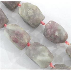 rose quartz beads, faceted freeform, approx 10-20mm, 15.5 inches