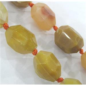 yellow agate beads nugget, faceted freeform, approx 10-20mm, 15.5 inches