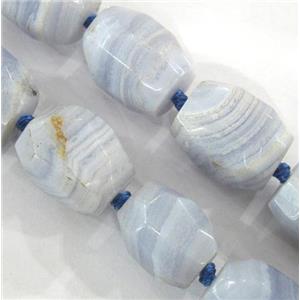 Blue Lace Agate beads, faceted freeform, approx 15-20mm, 15.5 inches