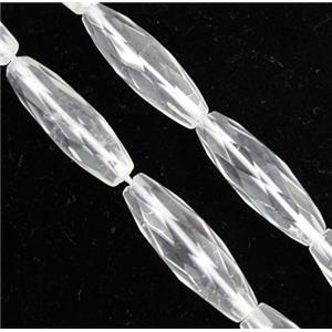 clear quartz bead, faceted barrel, approx 10x30mm, 15.5 inches