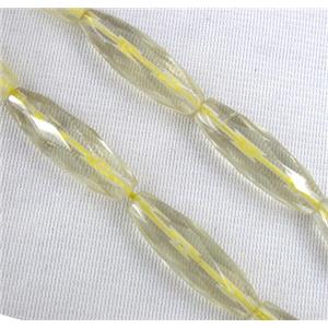 lemon quartz beads, faceted barrel, approx 10x30mm, 15.5 inches