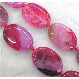 pink druzy agate beads, oval, approx 25x35mm, 15.5 inches