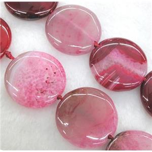red druzy agate circle beads, approx 35mm dia, 15.5 inches