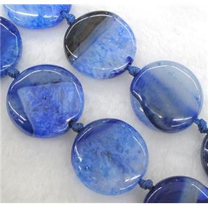 blue druzy agate circle beads, approx 30mm dia, 15.5 inches
