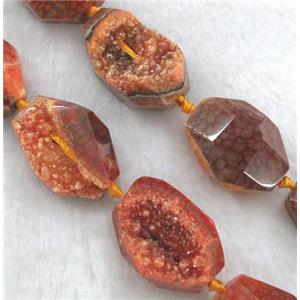 orange druzy agate beads, freeform, approx 13-18mm, 15.5 inches