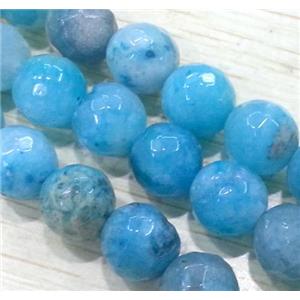 hemimorphite beads. faceted round, blue, approx 12mm dia, 15.5 inches