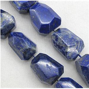 Natural Lapis Lazuli bead, faceted freeform, approx 15-20mm