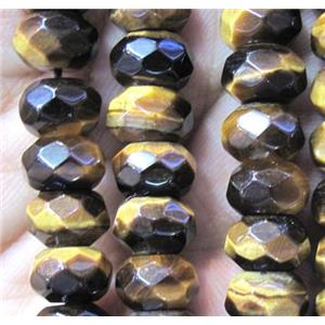 tiger eye bead, faceted rondelle, AB grade, approx 4x6mm