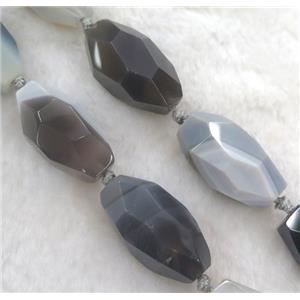 natural grey agate beads, faceted barrel, approx 15-32mm