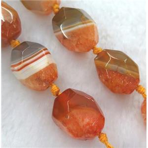 orange druzy agate beads, faceted freeform, approx 15-20mm