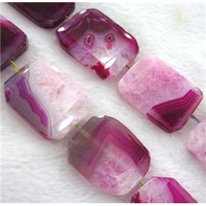 druzy agate beads, faceted rectangle, pink, approx 30x40mm, 15.5 inches