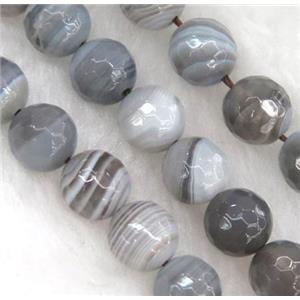 gray botswana agate beads, faceted round, approx 4mm dia, 15.5 inches