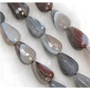 natural botswana agate beads, faceted teardrop, approx 10x14mm