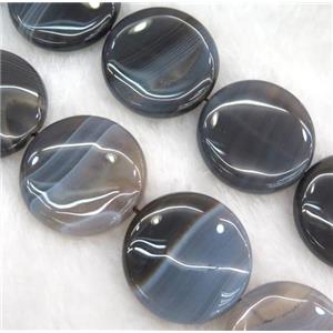 natural botswana agate beads, flat round, grey, approx 35mm dia, 15.5 inches