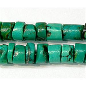 Natural Turquoise for bracelet, tube, approx 4-5mm, 16 inch length, 160pcs per st