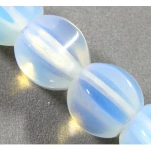 white opalite beads, lantern, 10mm dia, approx 40pcs per st