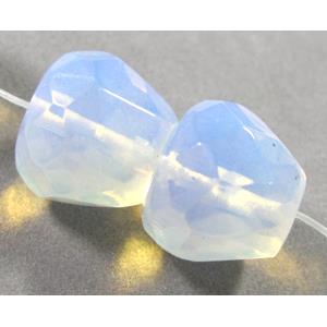 opalite beads, white, faceted, 15x12.5mm, approx 30pcs per st