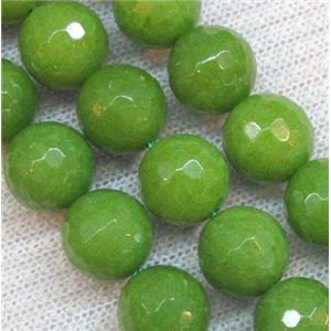 Natural Opal Jade Bead, faceted round, olive, 10mm dia, approx 38pcs per st