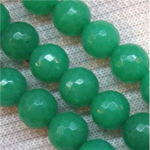 Natural Opal Jade Bead, faceted round, green, 10mm dia, approx 38pcs per st