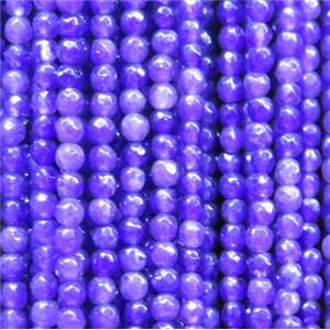 tiny jade bead, faceted round, dye purple, approx 2mm dia