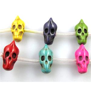 Ultraman Bead, synthetic Turquoise Skull, mix color, 12x22mm