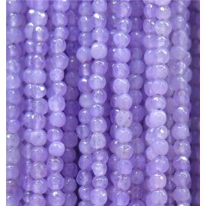 tiny jade bead, faceted round, dye lavender, approx 2mm dia