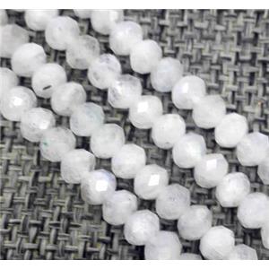 natural white MoonStone beads, faceted rondelle, approx 3x5mm