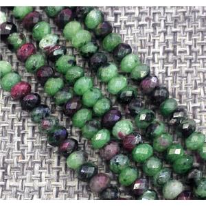 Ruby Zoisite beads, faceted rondelle, approx 3x5mm