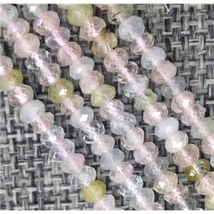 Morganite beads, faceted rondelle, approx 3x5mm