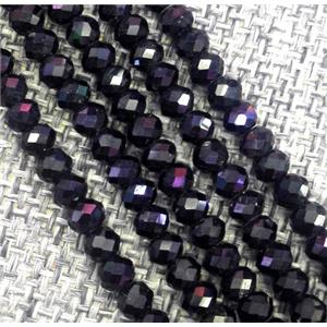 black tourmaline beads, faceted rondelle, approx 3x5mm