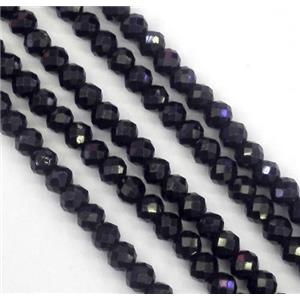 tiny black Spinel beads, faceted rondelle, approx 2x3mm