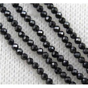 tiny black Spinel beads, faceted round, approx 2mm dia