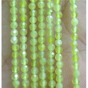 tiny Korean Chalcedony beads, olive, faceted round, approx 2mm dia