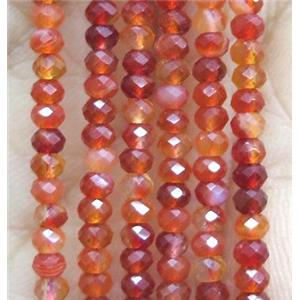 tiny Red Agate Carnelian Beads, faceted rondelle, approx 2x3mm