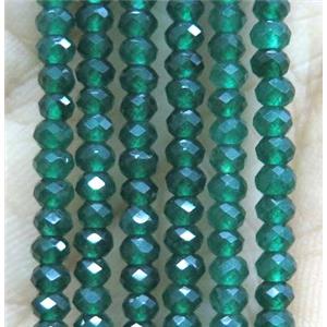 tiny green agate beads, dye, faceted rondelle, approx 1x2mm
