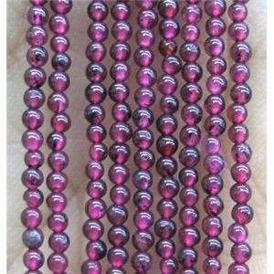 tiny round Garnet Beads, darkRed, approx 2mm dia