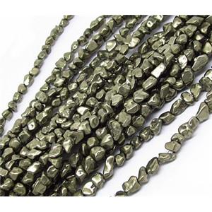 natural Pyrite Beads, erose gemstone, approx 6mm, 16 inch length
