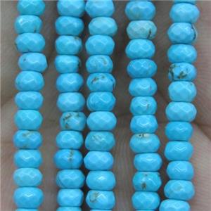 tiny turquoise beads, faceted rondelle, approx 2x4mm
