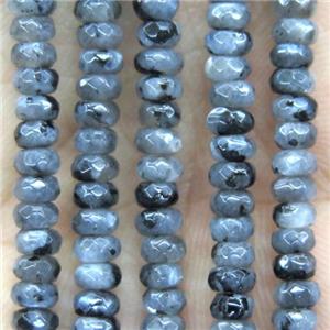 tiny black labradorite beads, faceted rondelle, approx 2x4mm