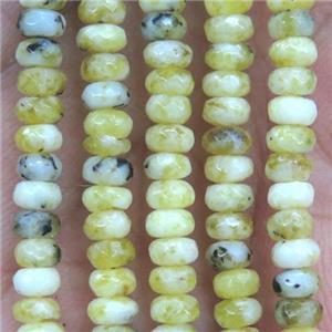 tiny yellow turquoise beads, faceted rondelle, approx 2x4mm