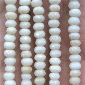 tiny white jade beads, faceted rondelle, approx 2x4mm