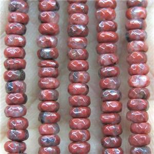 tiny red jasper beads, faceted rondelle, approx 2x4mm