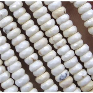tiny white howlite turquoise beads, faceted rondelle, approx 2x4mm