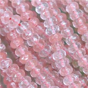 tiny cherry quartz bead, faceted rondelle, approx 2x4mm