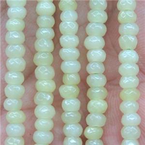 tiny lenon jade beads, faceted rondelle, approx 2x4mm