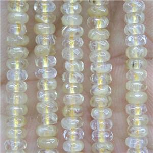 tiny golden Rutilated quartz beads, faceted rondelle, synthetic, approx 2x4mm