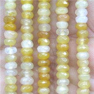 tiny yellow jade beads, faceted rondelle, approx 2x4mm