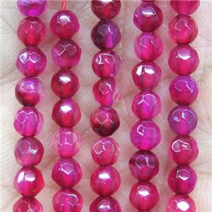 tiny hotpink Agate beads, faceted round, approx 4mm dia