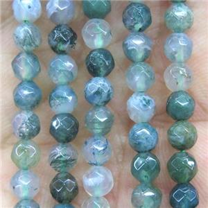 tiny green Moss Agate beads, faceted round, approx 4mm dia
