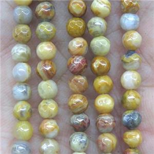tiny yellow crazy agate beads, faceted round, approx 4mm dia